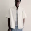 Camisa de calções de manga curta com corte largo e bordados – Camisas – Homem