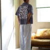 Camisa de calções de manga curta com corte largo estampada – Camisas
