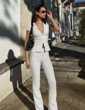 Camisa de manga curta com fecho – Camisas e blusas