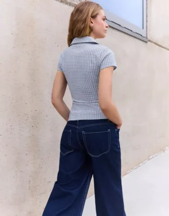 Camisa de manga curta com fecho – Camisas e blusas