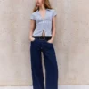 Camisa de manga curta com fecho – Camisas e blusas