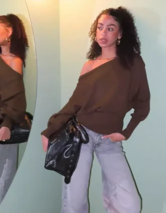 Camisola assimétrica com bainha canelada