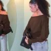 Camisola assimétrica com bainha canelada
