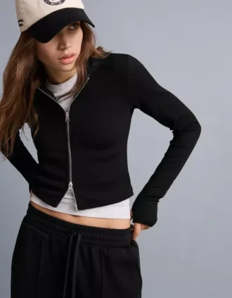 Camisola com capuz e fecho de correr em mistura de modal macio – Sweatshirts e hoodies