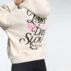 Camisola com capuz estampada