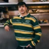 Camisola com gola de polo às riscas – Camisolas e cardigãs de malha