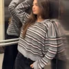 Camisola com gola polo às riscas