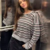 Camisola com gola polo às riscas