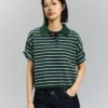 Camisola com gola polo às riscas – Tops e bodies
