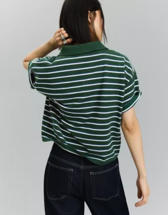 Camisola com gola polo às riscas – Tops e bodies