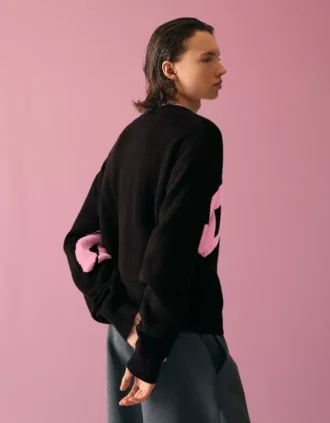 Camisola com gola redonda estampada – Camisolas e cardigãs de malha