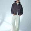 Camisola curta com fecho e corte largo com estampado – Sweatshirts e hoodies