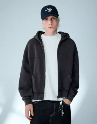 Camisola curta com fecho e corte largo – Sweatshirts e hoodies – Homem