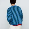 Camisola de corte largo com riscas bordadas – Camisolas e cardigãs de malha