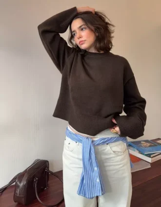 Camisola Oversize de Gola Redonda