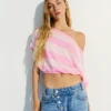 Camisola às riscas assimétrica