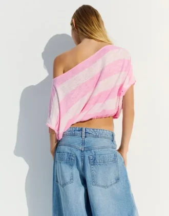 Camisola às riscas assimétrica
