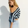 Camisola às riscas assimétrica