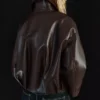 Casaco bomber de Faux Leather com cinto – Casacos e gabardinas