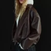 Casaco bomber de Faux Leather com cinto – Casacos e gabardinas
