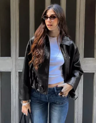 Casaco bomber em Faux Leather com cinto – Casacos e gabardinas – Mulher