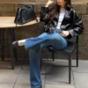Casaco bomber em Faux Leather com cinto – Casacos e gabardinas – Mulher