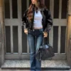 Casaco bomber em Faux Leather com cinto – Casacos e gabardinas – Mulher