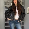 Casaco bomber em Faux Leather com cinto – Casacos e gabardinas – Mulher