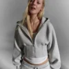 Casaco com capuz e fecho de correr de cintura alta – #Bershkastyle – Mulher