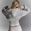 Casaco com capuz e fecho de correr de cintura alta – #Bershkastyle – Mulher