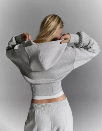 Casaco com capuz e fecho de correr de cintura alta – #Bershkastyle – Mulher