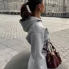 Casaco com capuz e fecho de correr de cintura alta – #Bershkastyle – Mulher