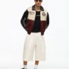 Casaco com grafismo em Faux Leather