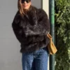 Casaco com lapela em pelo sintético – #Bershkastyle – Mulher