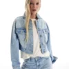 Casaco curto de Denim com strass – Casacos e gabardinas