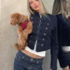 Casaco de Denim com botões à frente – #Bershkastyle – Mulher
