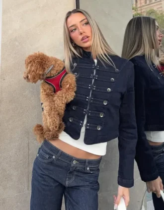 Casaco de Denim com botões à frente – #Bershkastyle – Mulher