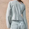 Casaco de Denim com peplum às riscas – Casacos e gabardinas