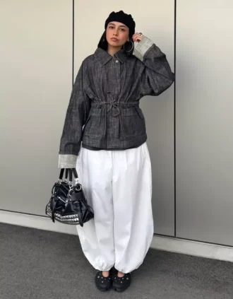 Casaco de Denim oversize com textura