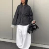 Casaco de Denim oversize com textura