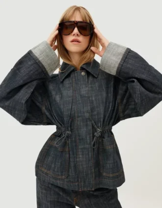 Casaco de Denim oversize com textura – Casacos e gabardinas