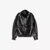 Casaco de Faux Leather com gola em forma de funil