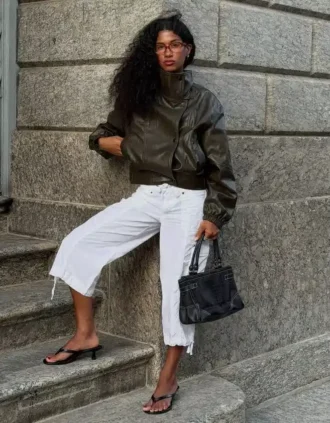 Casaco de Faux Leather com lapelas – Casacos e gabardinas