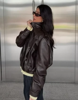 Casaco plissado em Faux Leather – Casacos e gabardinas