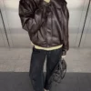 Casaco plissado em Faux Leather – Casacos e gabardinas