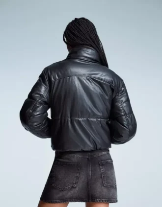 Casaco Puffer com efeito de couro – Casacos e gabardinas
