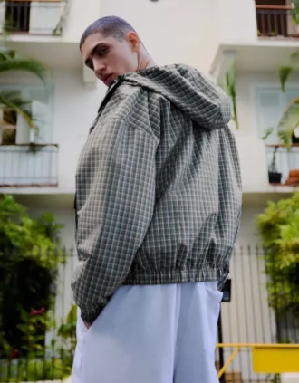 Casaco técnico xadrez oversize – Casacos