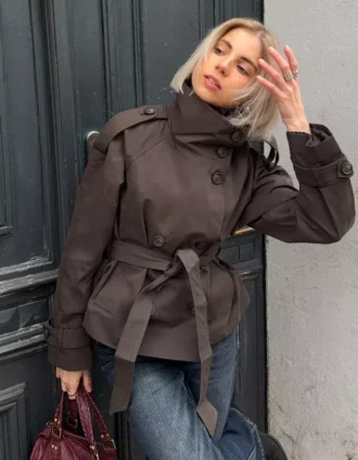 Casaco Trench com Gola em Funil – Casacos e Trench – Mulher