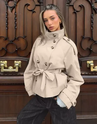 Casaco Trench com Gola Funil