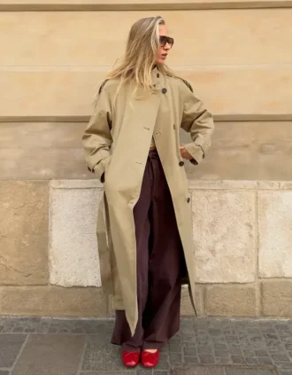 Casaco Trench Longo com Cinto
